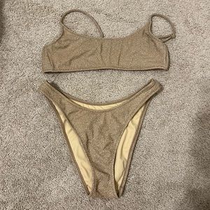 High leg gold shimmer bikini